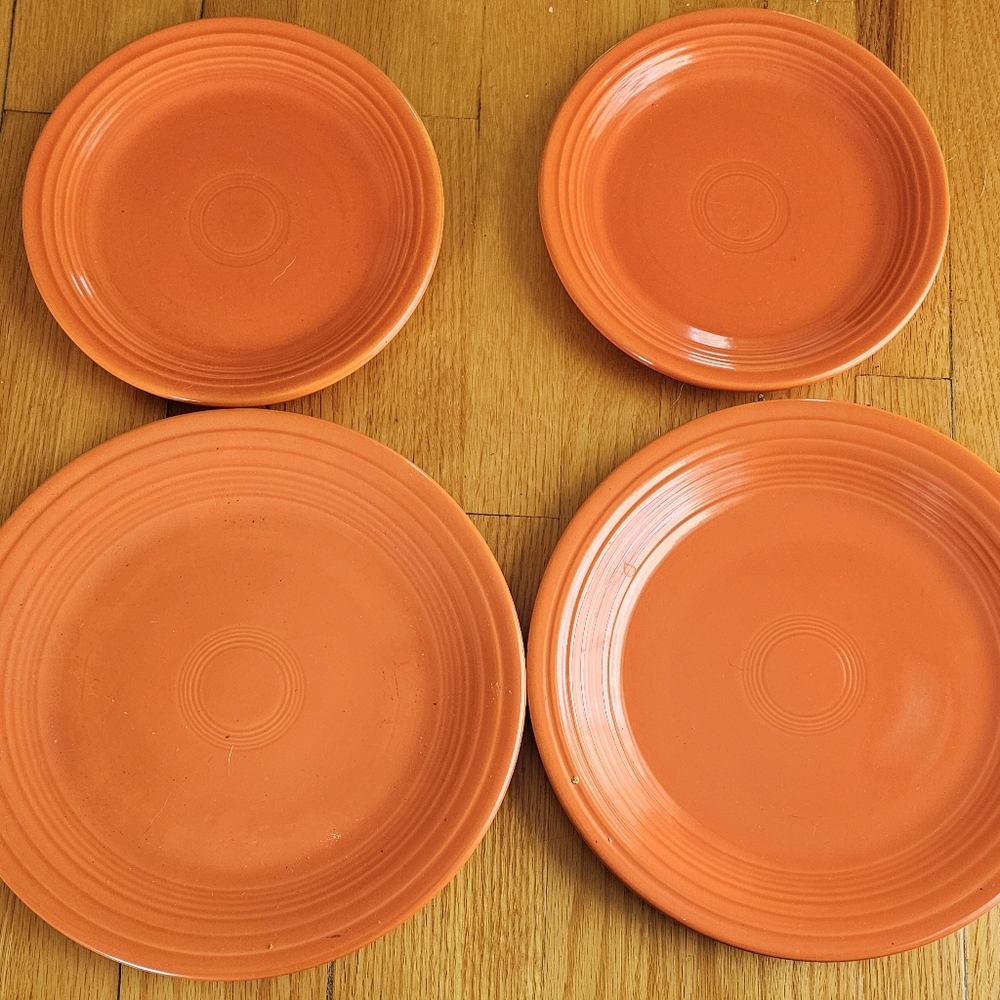 4 Piece Set Of Fiesta Dishes. Good Condition. Orange. Vintage